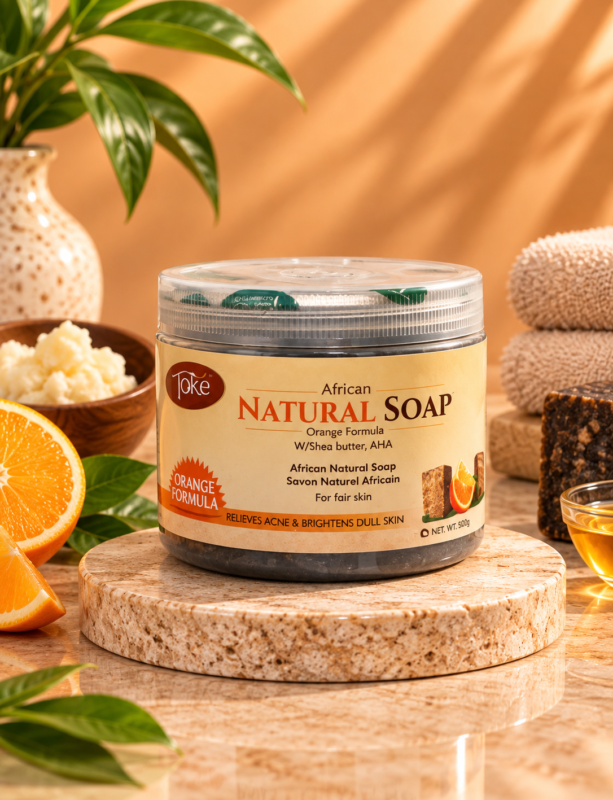 Toke African Natural Soap Orange Formula with Shea Butter & AHA, 500g